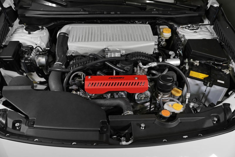 PERRIN 22-25 Subaru WRX Pulley Cover - Red (SHORT - For Use w/PERRIN AOS)