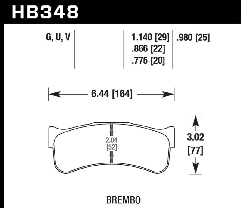 Hawk DTC-80 Brembo 25mm Race Brake Pads