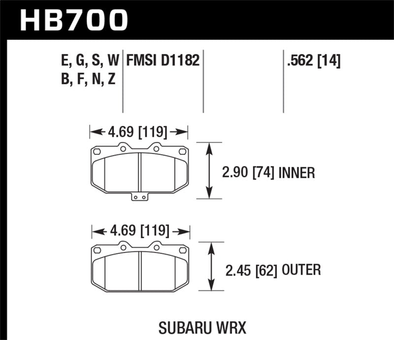 Hawk 06-07 Subaru Impreza WRX HT-10 Front Race Brake Pads