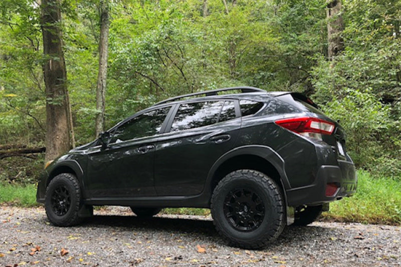 Rally Armor 18-23 Subaru Crosstrek Black Mud Flap w/White Logo (Front Only)