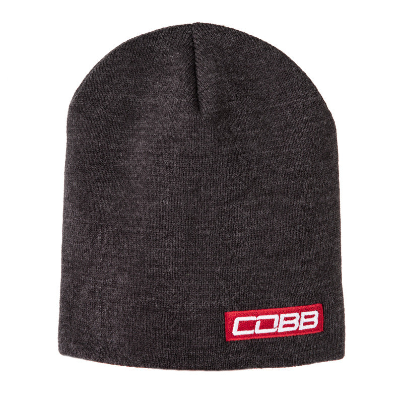 Cobb Tuning Bar Logo Knit Beanie - Gray w/Red Logo 8in. Tall OS