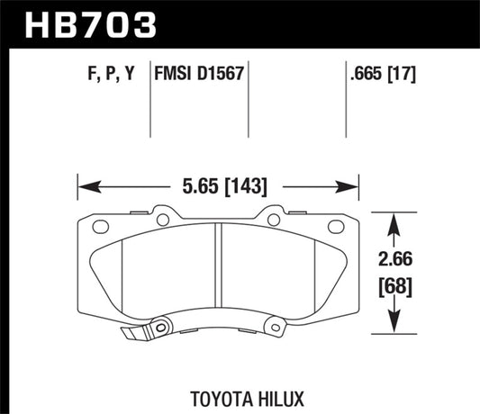 Hawk 05-13 Toyota Hilux Super Duty Street Brake Pads