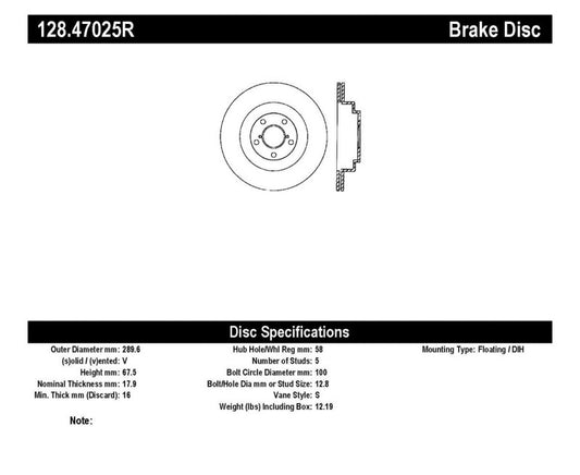 StopTech 06-07 WRX / 05-08 Subaru LGT Rear Drilled Right Rear Rotor
