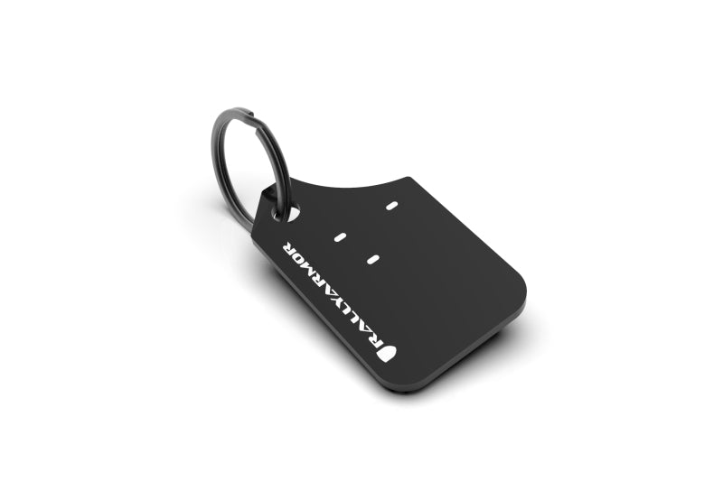 Rally Armor Mini UR Mud Flap Keychain - Black w/ White Logo