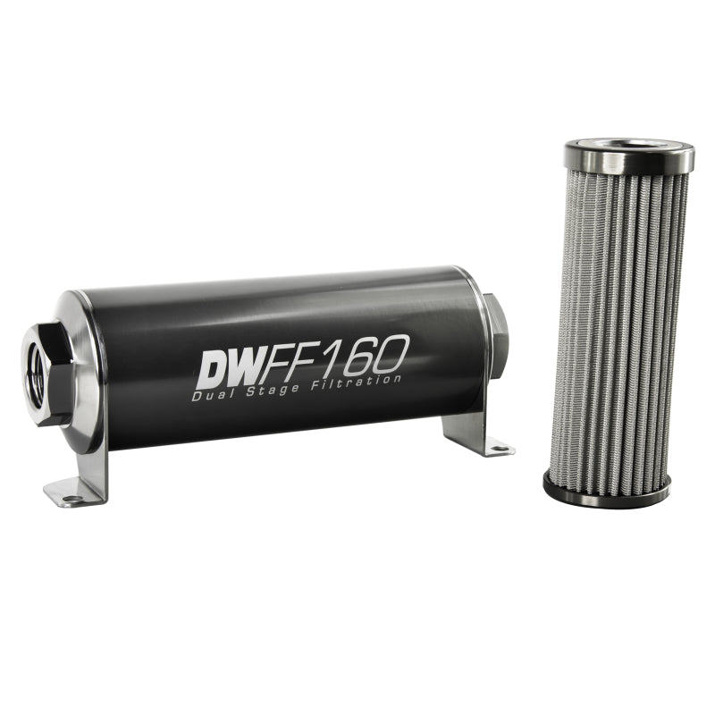 DeatschWerks Stainless Steel 10AN 100 Micron Universal Inline Fuel Filter Housing Kit (160mm)